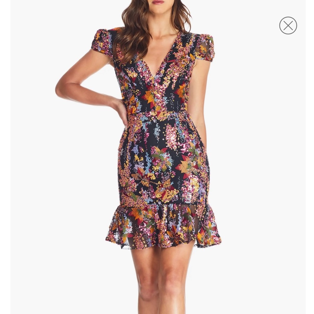 Dress The Population Dress Corinne Sequin Embroidered Cocktail Dress XXS